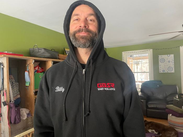 Front of the club zip hoodie with the GBSR chest logo and name embroidery